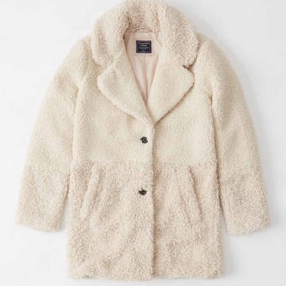 Abercrombie & Fitch Mixed Fabric Teddy Coat size L